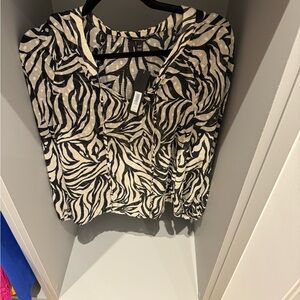Banana Republic Black and Cream Zebra Print Tunic